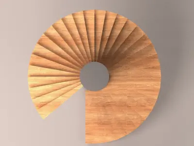 Stairs wooden spiral staircase 3D model