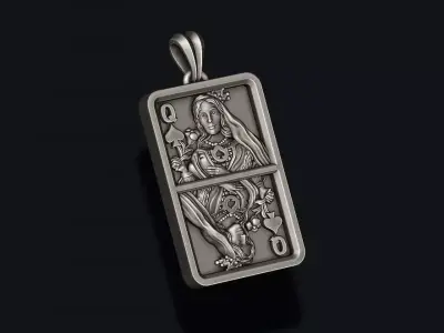 Spade queen playing card pendant light 3D print model