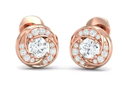 SWAZ15ER rose gold stud earrings with diamonds 3D print model