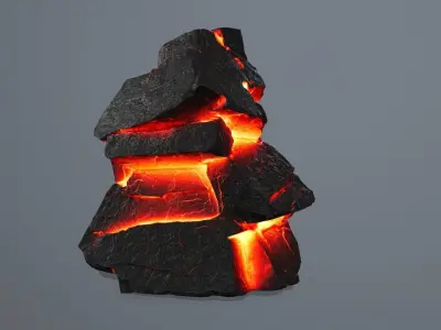 Lava Rock Set Low-poly 3D model