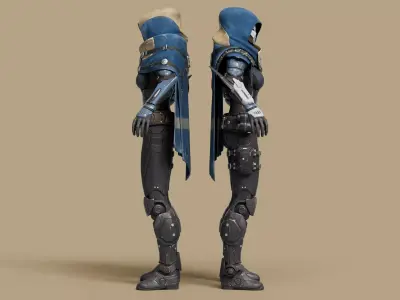 Exo Stranger Cyberpunk Rigged Character 3D model