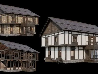 Medieval Village Collection 02 - 4K Textures Game Ready Low-poly 3D model
