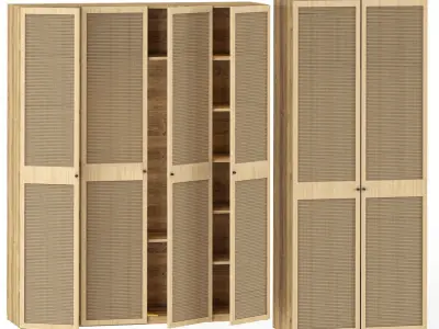 closet wardrobe with doors and shelves Low-poly 3D model