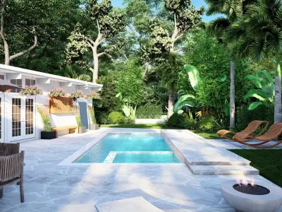 3D Exterior Scene 3D model design garden and landscape 3D  3D model