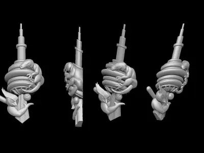 3D Architectural tower STL printable model high detail 3D print model