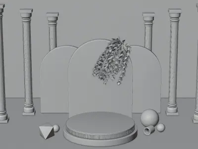 Golden Product Display Podium 3D model