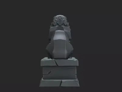 Stylized Statue Lion Low-poly 3D model