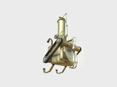 Steampunk Backpack 04 Golden - Character Design Fashion Low-poly 3D model