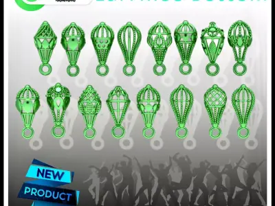 18 File Earring Bottom Jhomki light weight models  3D model