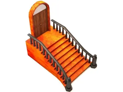 Fancy Historical Building Entrance Low Poly Game Model Low-poly 3D model