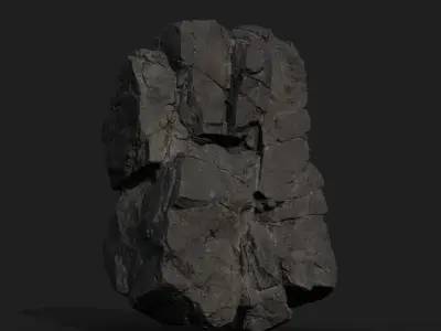 Low poly Black Modular Rock 230702 Low-poly 3D model