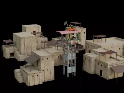 Modular Desert Village Pack Low-poly 3D model