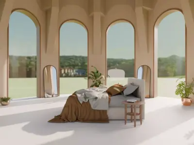 Bed Room 03 - Baked Low-poly 3D model