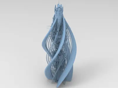 London Modern Sci Tower Dome 3 3D model