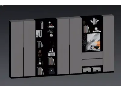 Modern Light Luxury Bookcase 3D model