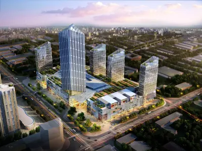 3Dmax fashion city commercial square building 123 3D model