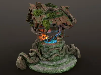 Magic well Low-poly 3D model