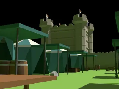 Simple Poly Medieval City Low-poly 3D model