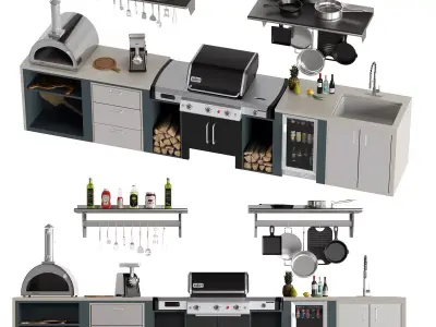 Equipment 5 Grill Tools Low-poly 3D model