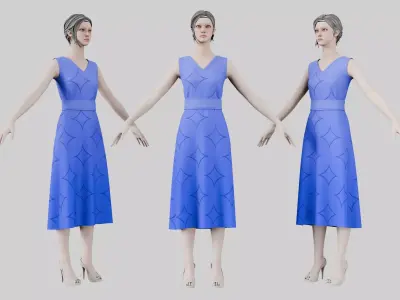 Dress 02 Very Light Blue Low-poly 3D model