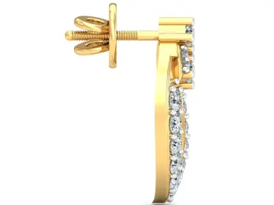 Yellow gold diamond earring-P2 E-20 3D print model