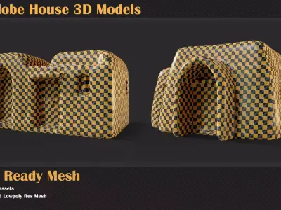 15 Adobe Mud Houses   3D model