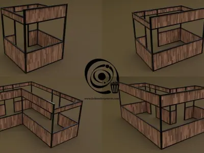 Stall stand Set 16 4M4T 01 R Low-poly 3D model