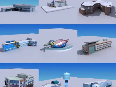 20 city building collection Low-poly 3D model