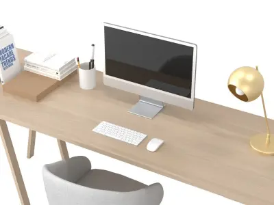 Study B - White on Timber Low-poly 3D model