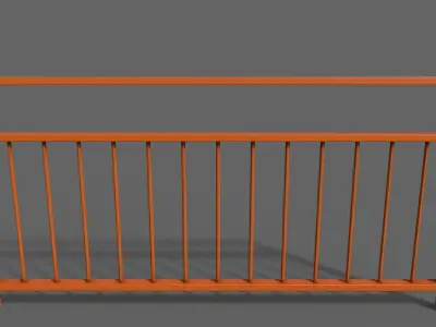 PBR Pedestrian Guard Rail Orange V3 Low-poly 3D model