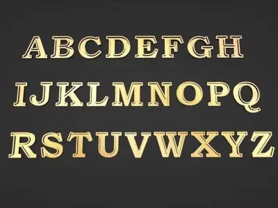 inset gold silver  A to Z pendant jewelry letter initial text  3D print model