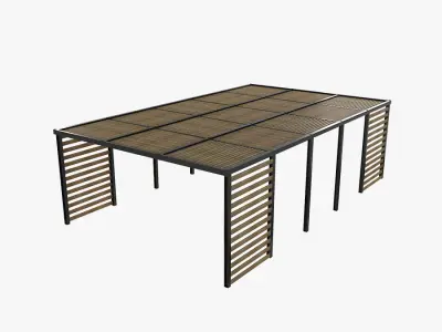 Wood patio sunshade 3D model