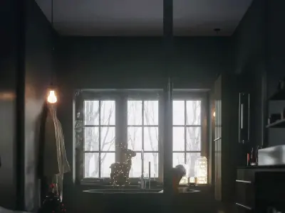 bathroom with candles 3D model