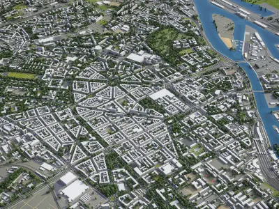 Szczecin  Low-poly 3D model
