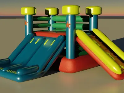 Inflatable 3D model slide for kids Low-poly 3D model