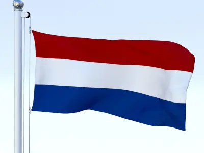Animated Nederlands Flag Low-poly 3D model