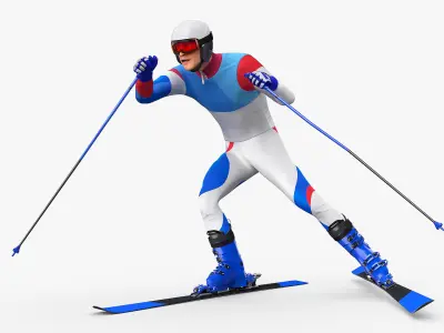  Skier Animated Rigged For Maya Collection 
