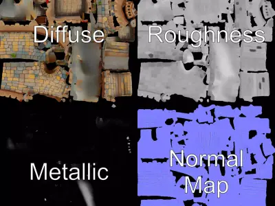 Classic Stone Fortress model pack Low-poly 3D model