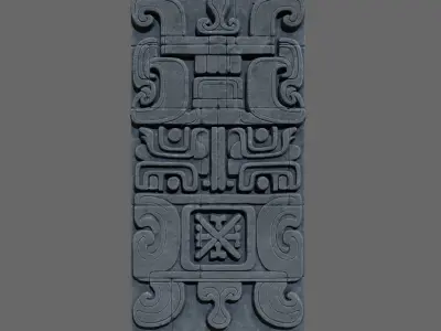 High poly Gray Mayan Temple Wall 230731 3D model