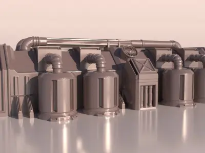 SCI-FI FACTORY BUILDING for 3Dprint 3D print model