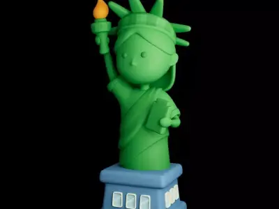 Stylized Statue of Liberty Cartoon Low Poly Landmark Game-Ready Low-poly 3D model