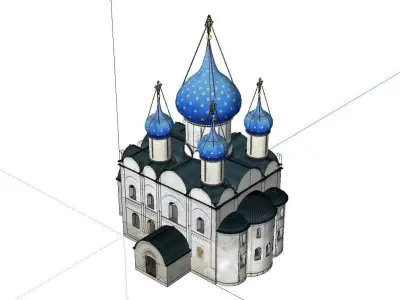Architecture-Religion-God-Culture-Temple-038 church with domes 3D model