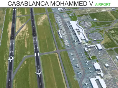 Casablanca Mohammed V Airport 12km Low-poly 3D model