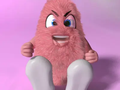 Pink Creature RIGGED and Animated Low-poly 3D model