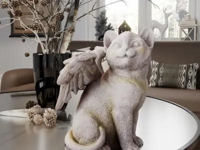 Cat Angel Photorealistic PBR Low-poly 3D model