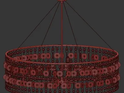 HELIR chrome chandelier with clear crystal beads 3D model