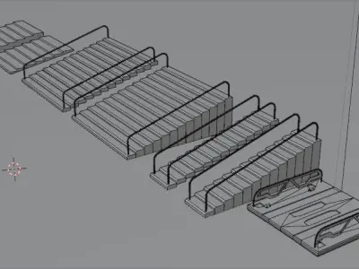 3d low poly modular sci-fi stairs designs 3D model