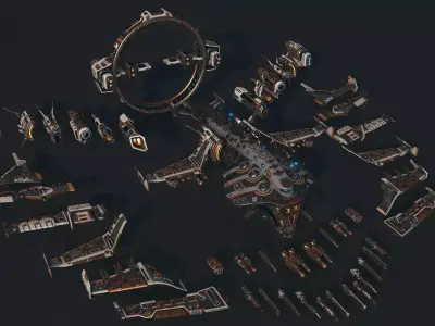 Spaceship 05 Modular Pack Low-poly 3D model