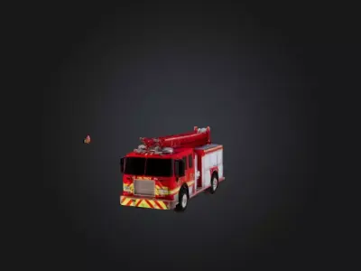 realistic fire truck Low-poly 3D model