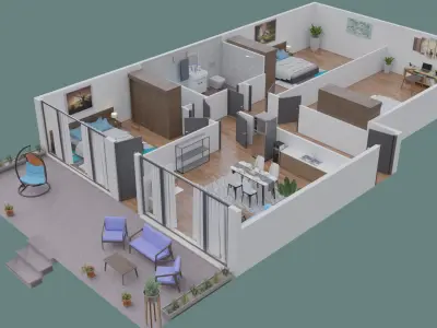 House Floor Plan in 3D 3D model